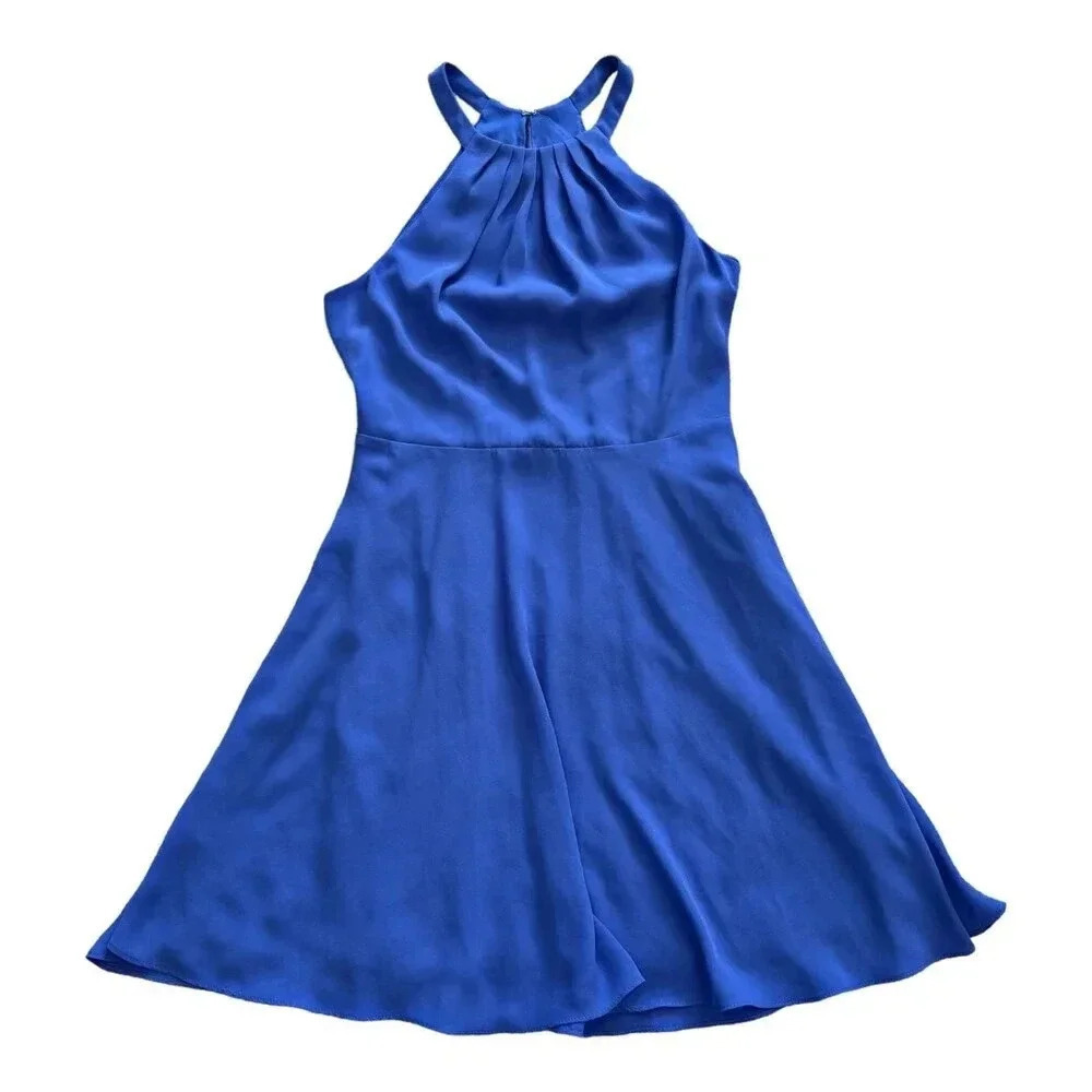 Express Blue Chiffon Halter Skater Dress XXS